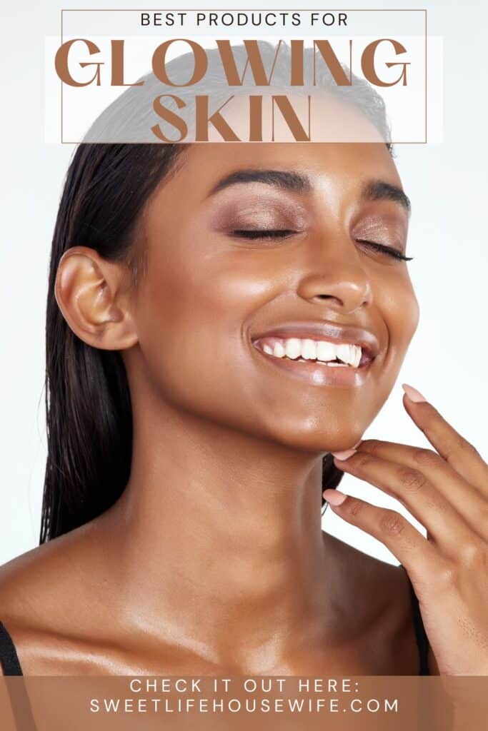 Face with glowing dewy skin